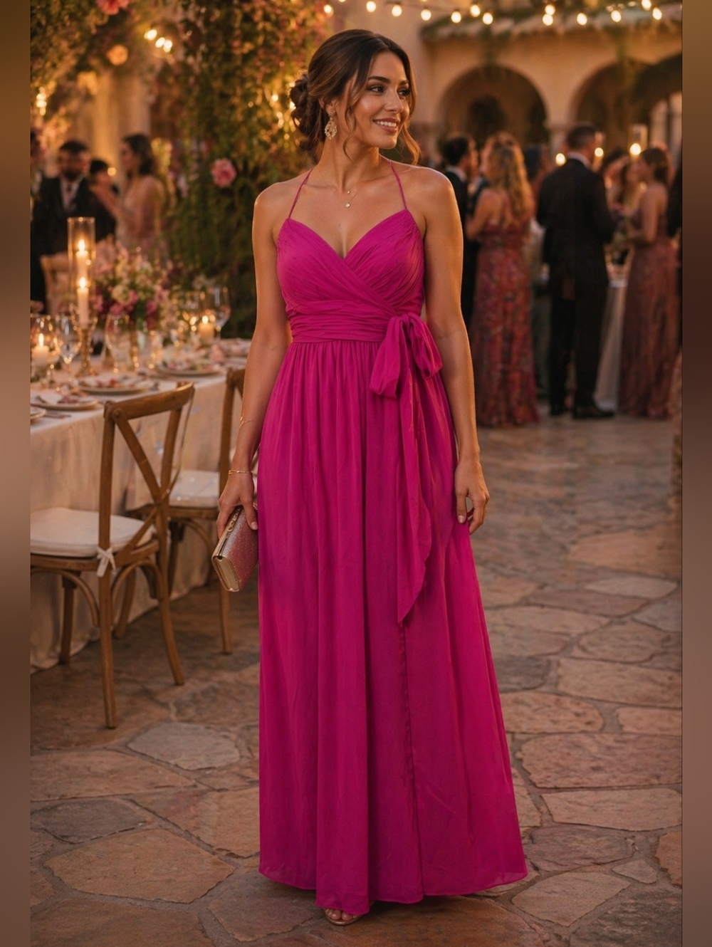Ralph Lauren Evening Hot pink Maxi Dress 8